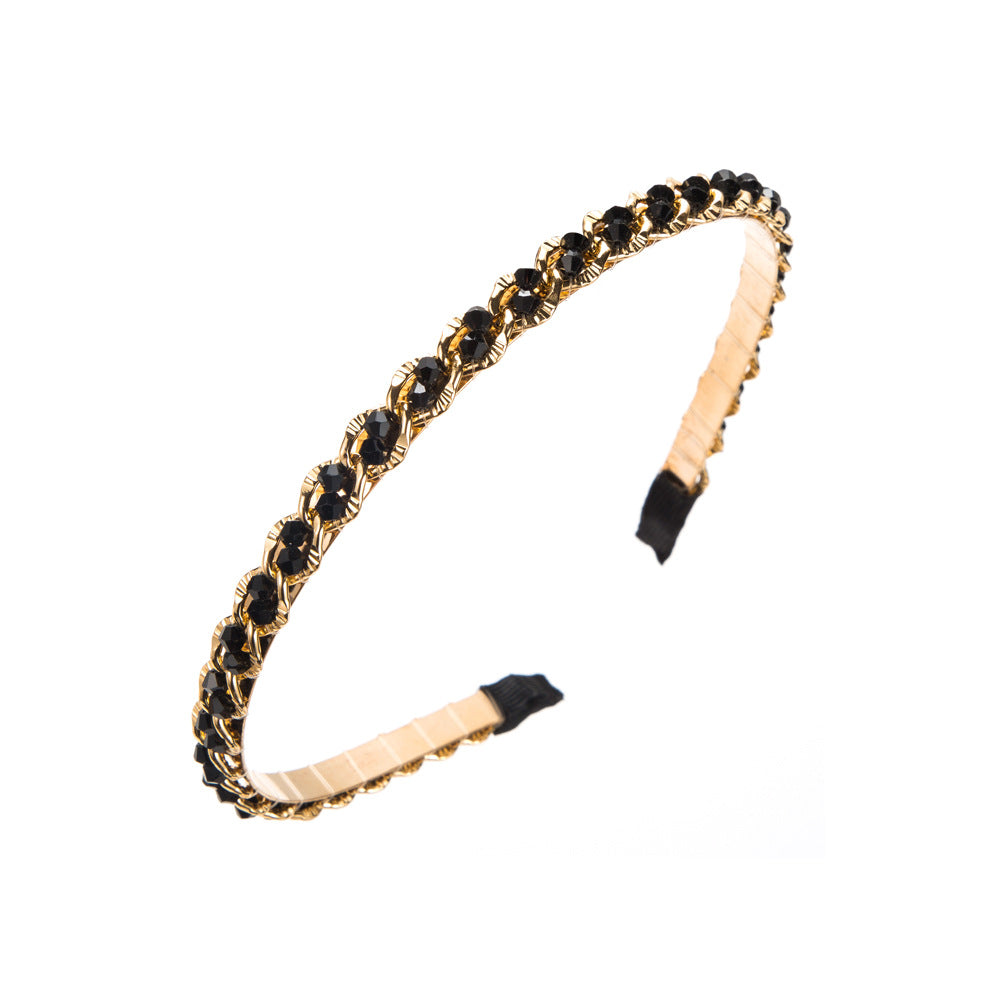 Retro Metal Korean Crystal Chain Winding Headband