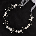 Handmade Pearl Headband With Three Petal Pearl Flowers