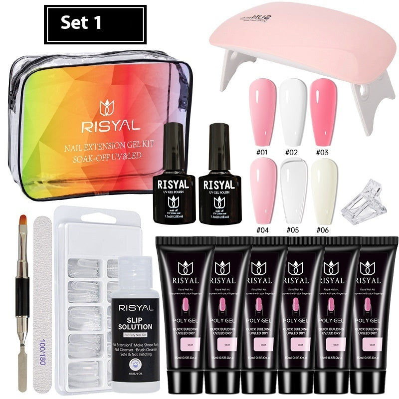 Risyal UV Polish Full Set Of Crystal Extended Glue Paper-free