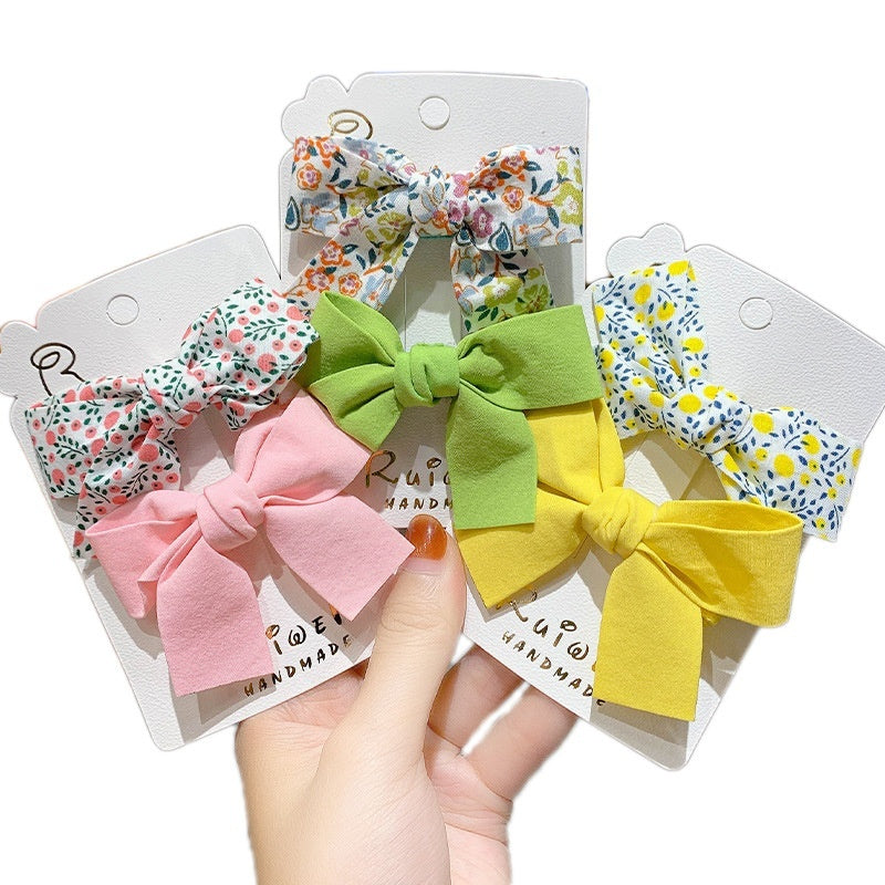 Girls' Bow Floral Fabric Barrettes