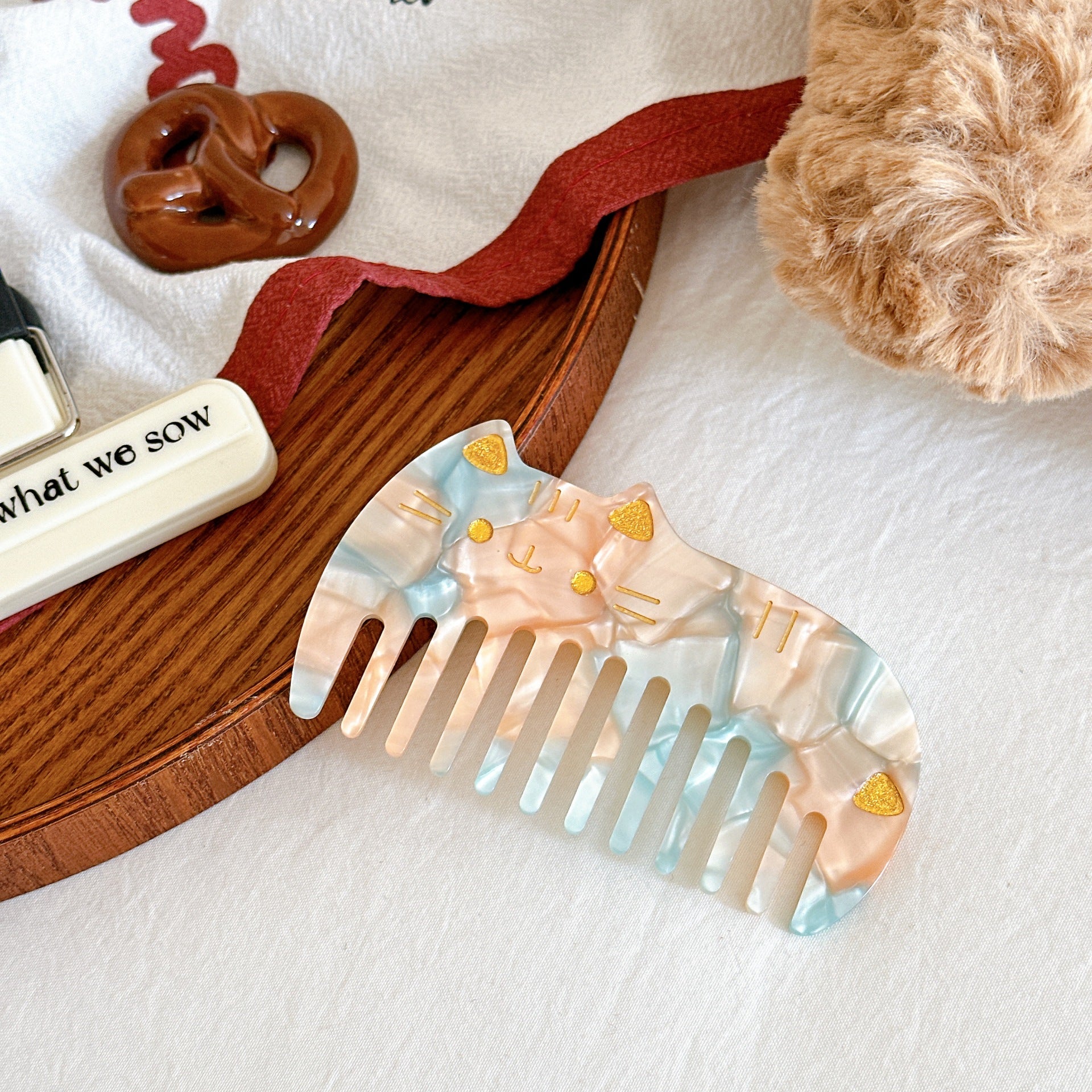 Retro Acetate Portable Cute Cat Comb