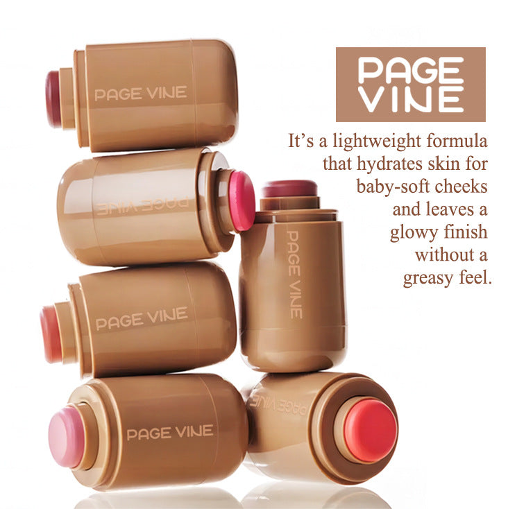 PageWine Pocket Blush Stick 6 Color Lip Cheek Water Light Stick