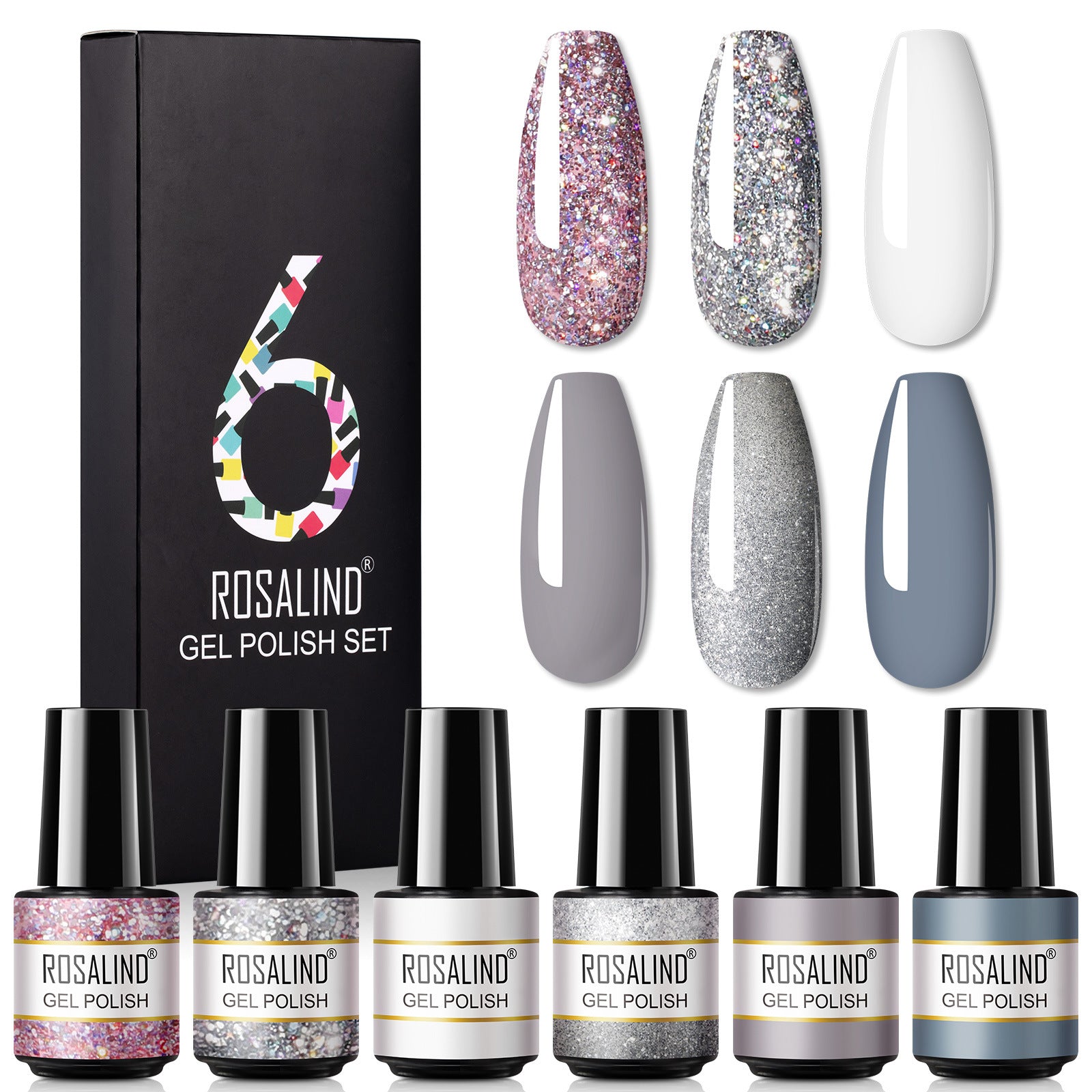 Rosalind A Bottle Of One-color Fine Glitter Nail Polish Set Box Korean Nail Color Glue