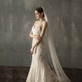 Hand Sewn Hair Comb Pearl Long Tail Soft Yarn Veil