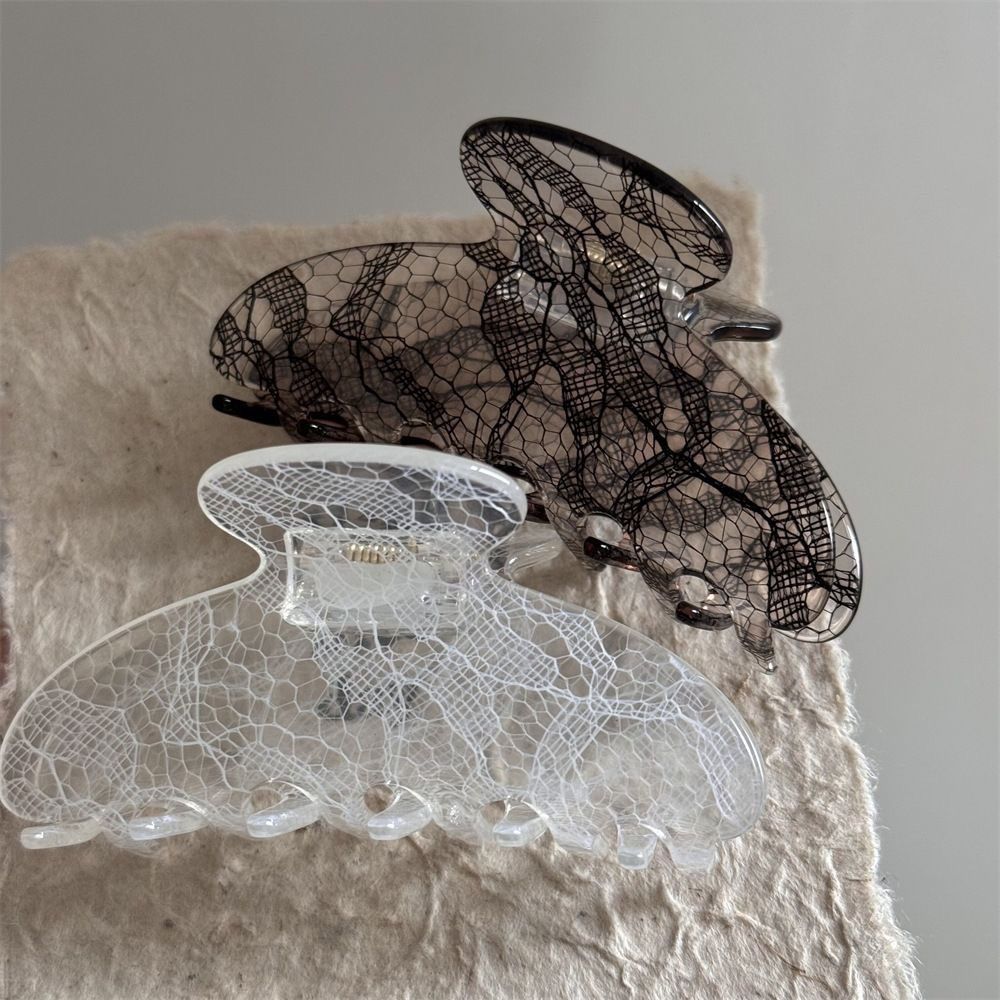 New Elegant Lace Acetate French-Style Retro Shark Clip For Women