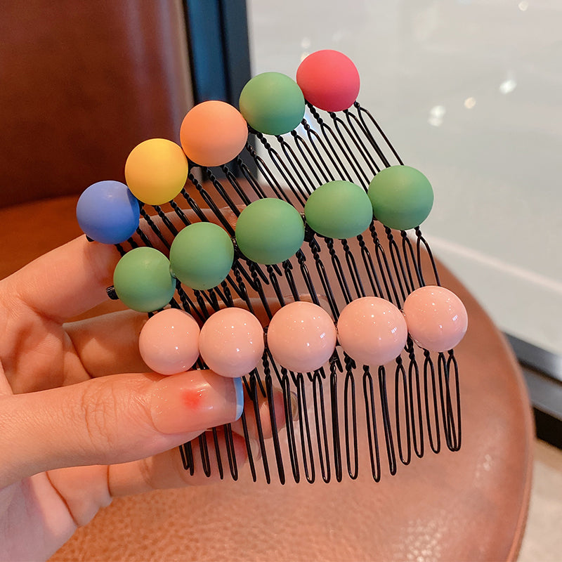 Summer Women's Candy Color Round Bean Hair Comb Organizer