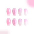 Short Trapezoid Glossy Glitter Gradient Coloring Wear Nail Stickers