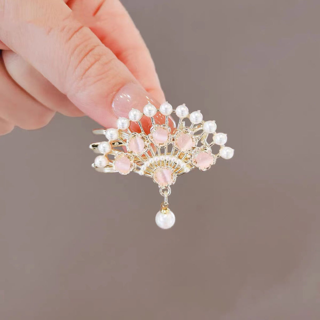 Elegant Pearl Antique Style Fan Hair Clip