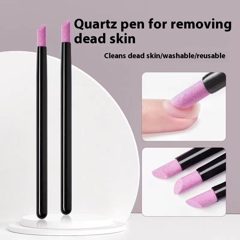 5 PCs Long Head Manicure Implement Quartz Stone Peeling Pen Polish Strips Push Stick