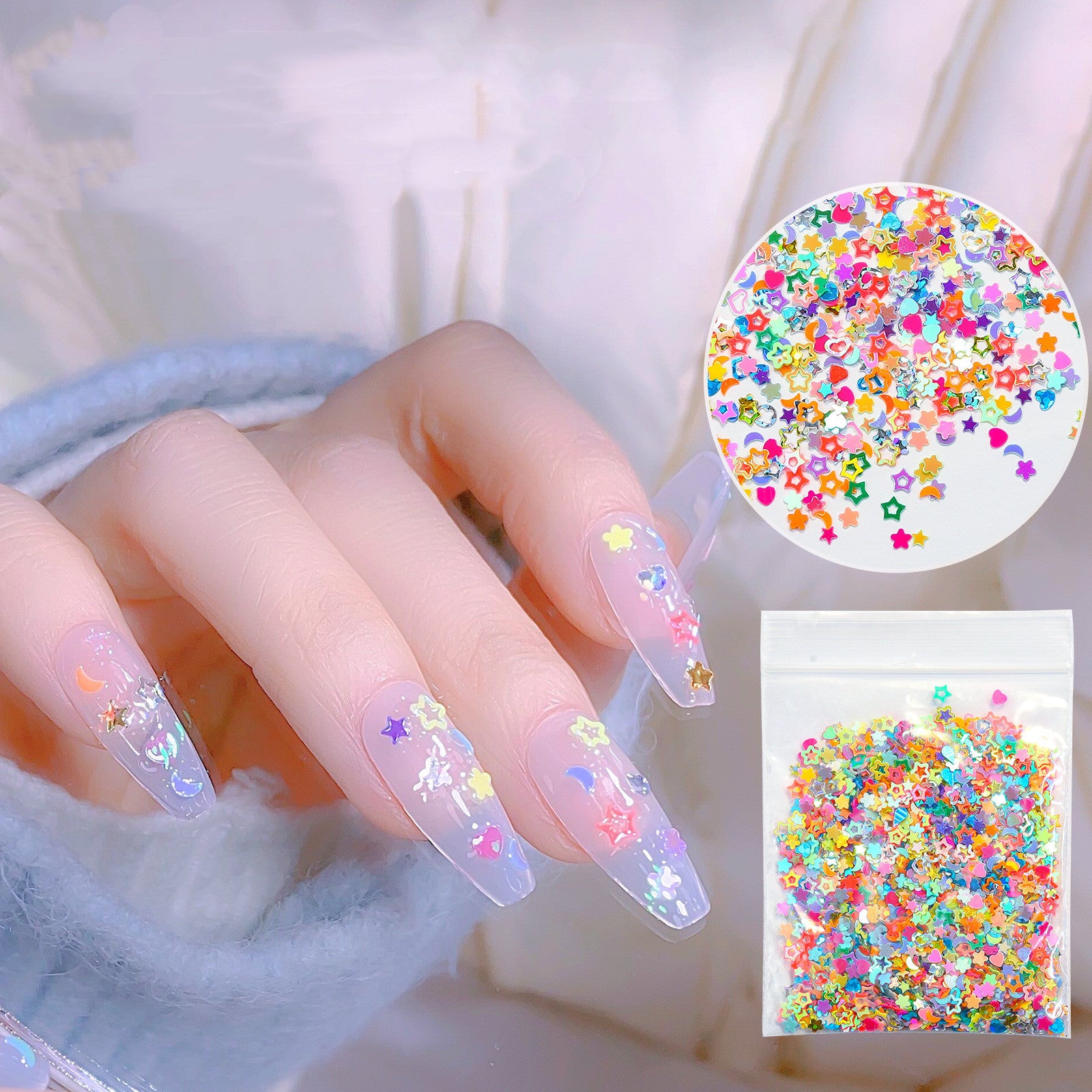 DIY Nail Ornament Colorful Sequins Triangle Mixed