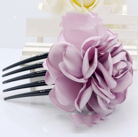 Fabric Burning And Ironing Edge Flower Hair Comb Five Teeth