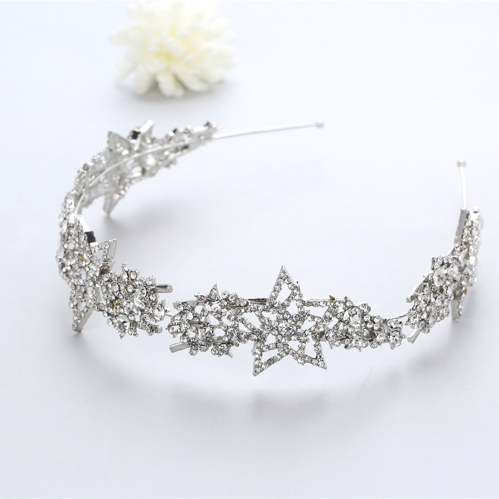 Bride Wedding Hair Accessories Five-pointed Star Alloy Diamond-laid Headband
