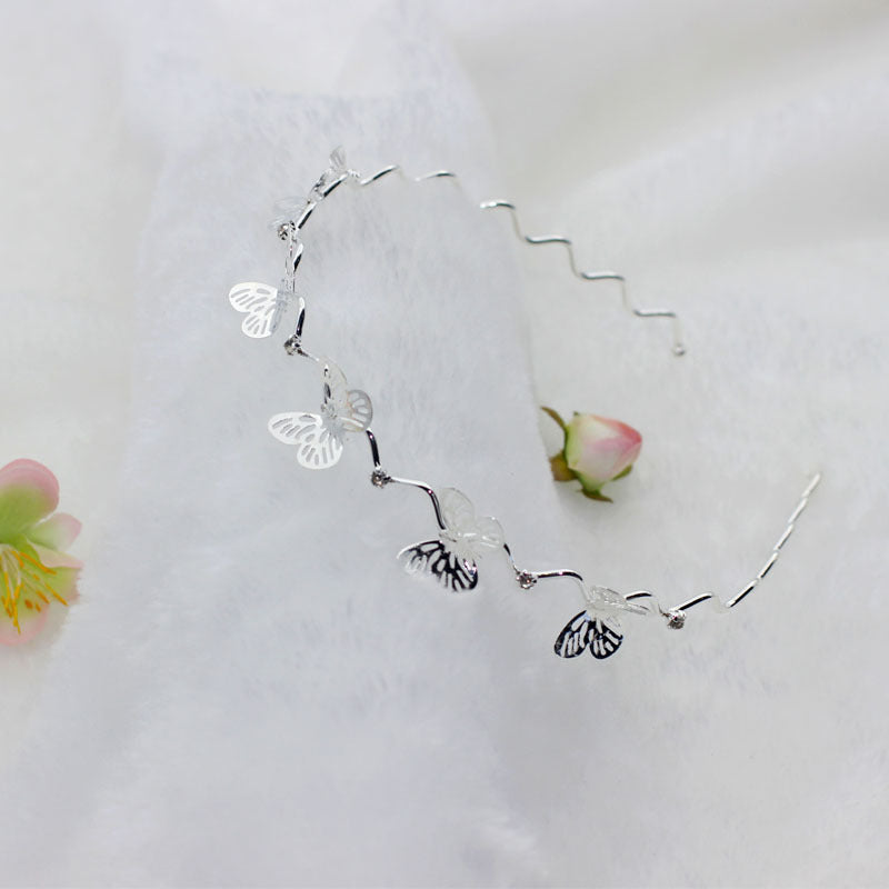 New Metal Cat Ear Headband Female Butterfly Rose Hairpin Double Drainage