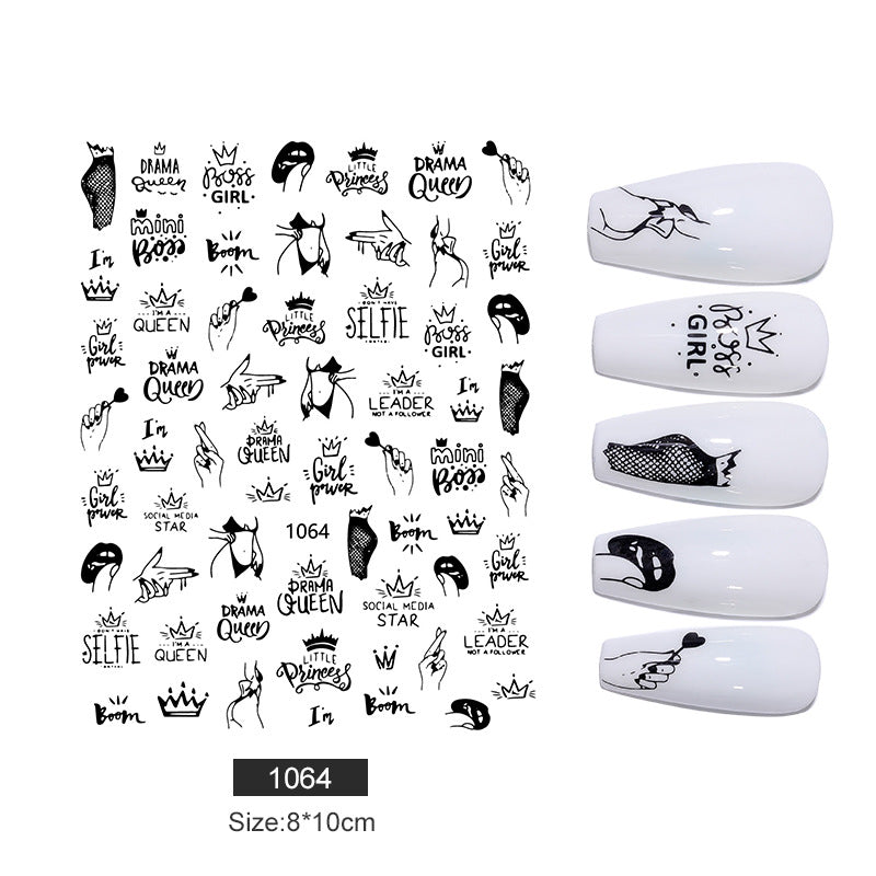 Love Heart English Letter Nail Sticker