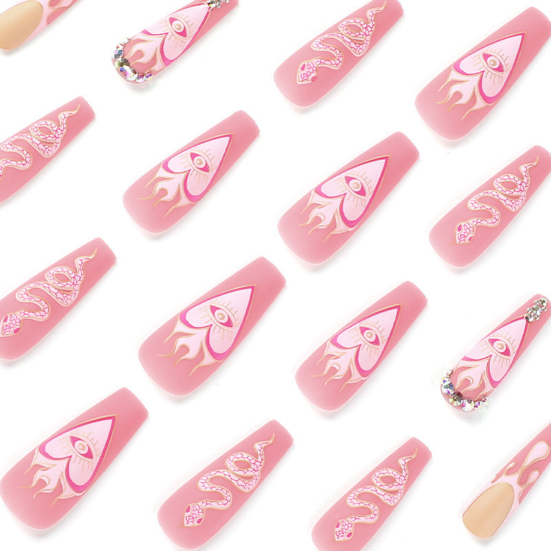 French Water Drop Snake Pattern Nail Tip