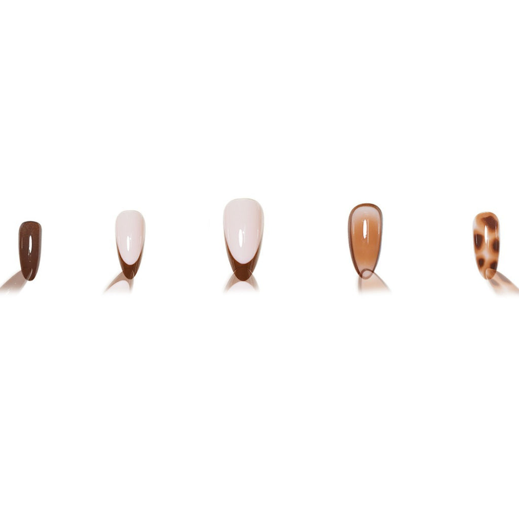 Peach Hand-worn Nail White Patch Gradient Pure Desire Style