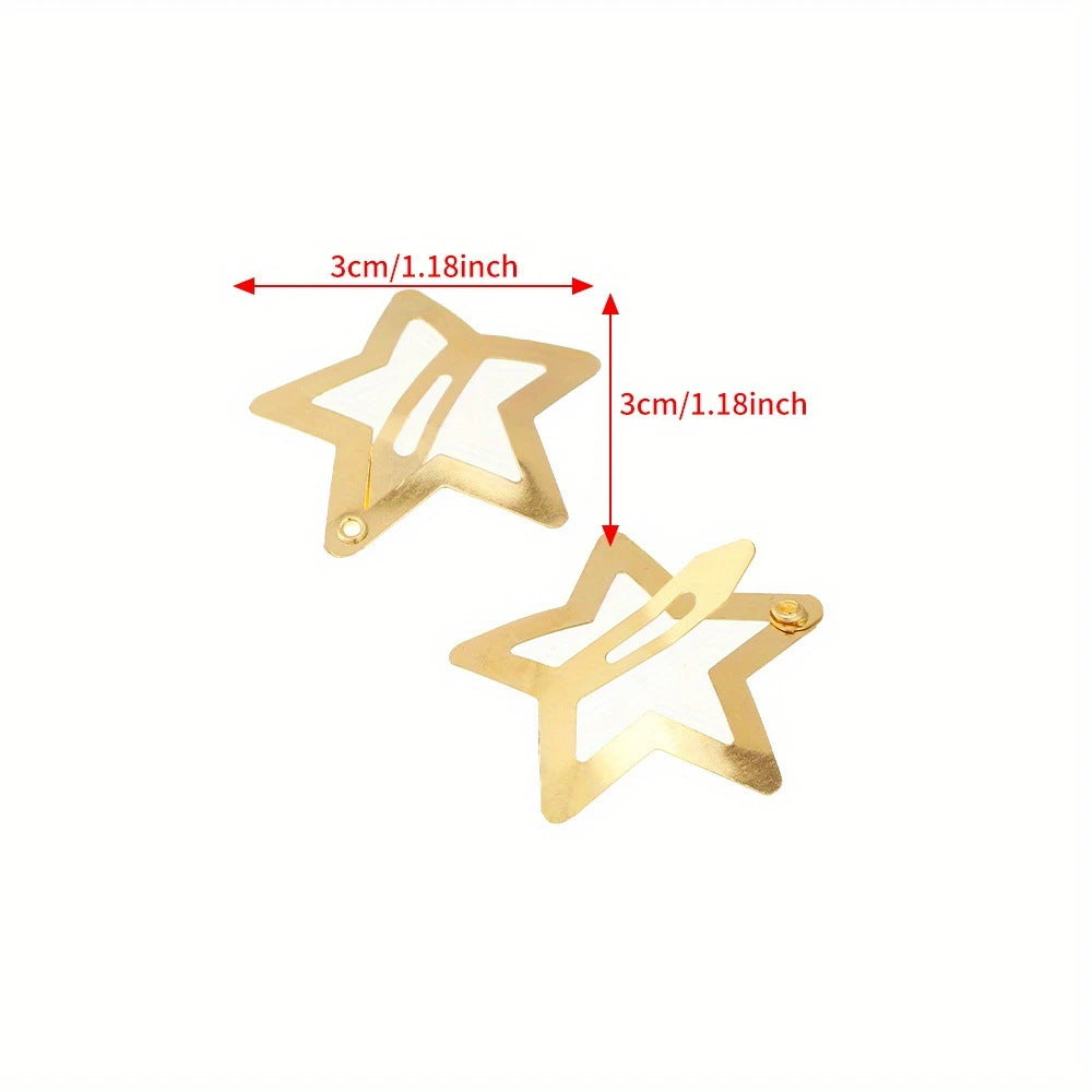 Golden Five-pointed Star Hair Clip Silver Side-swept Bangs For Women