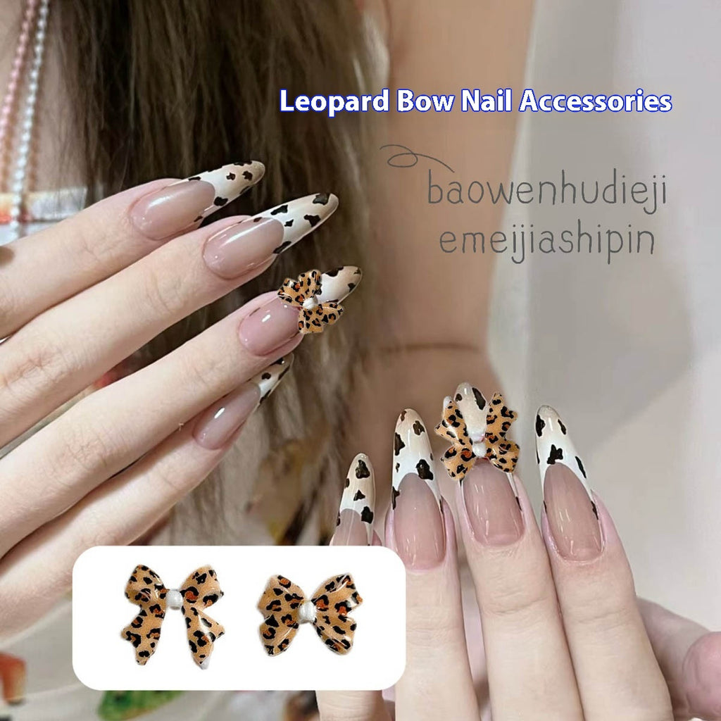 Maillard Leopard Bow Nail Accessories