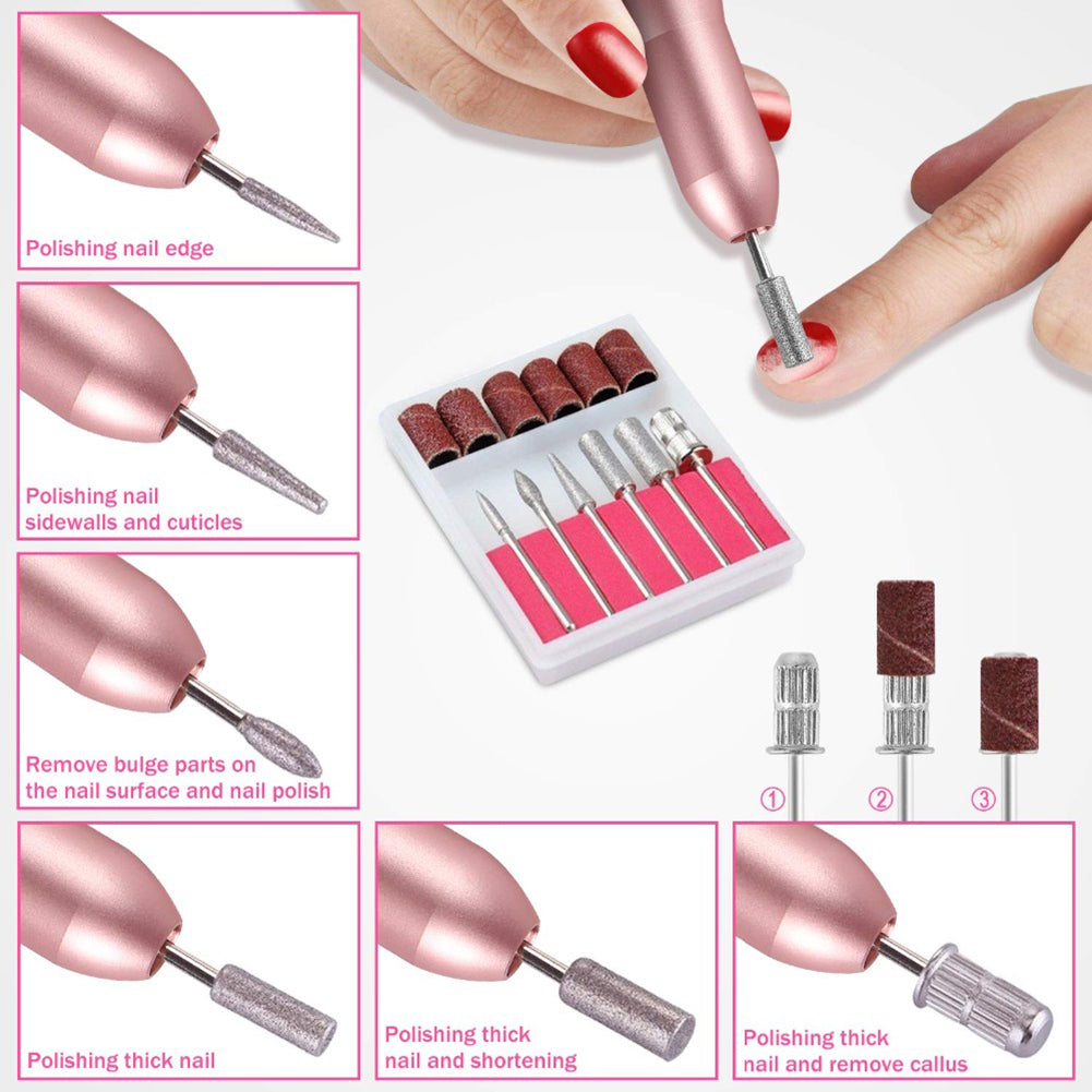 Kaiyin Electric Nail Drill Machine Manicure Machine Set USB Charging Mill Cutter For Manicure Nail File Pedicure Tool Nail Drill Set