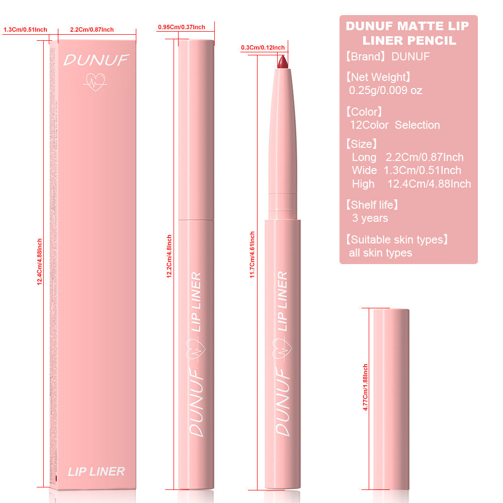 12 Colors Easy To Color Velvet Matte Lip Liner