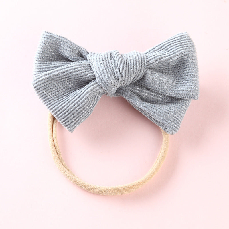 Elastic Nylon Hair Rope 17 Colors Corduroy Bow Baby Hair Tie