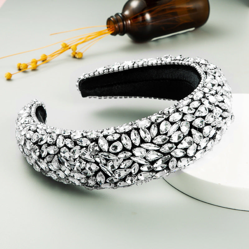 Irregular Rhinestone Wide Brim Thick Sponge Hair Accessories