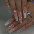 Long Nail Ballerina Gradient Heart Nail With Diamonds
