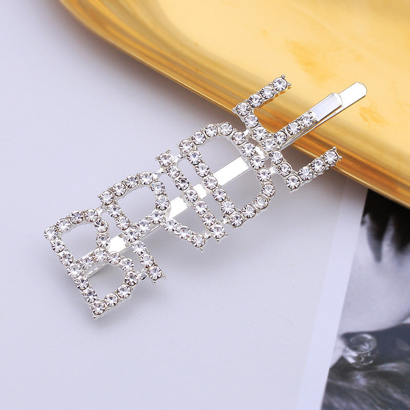 Letter Side Clip Bangs Rhinestone