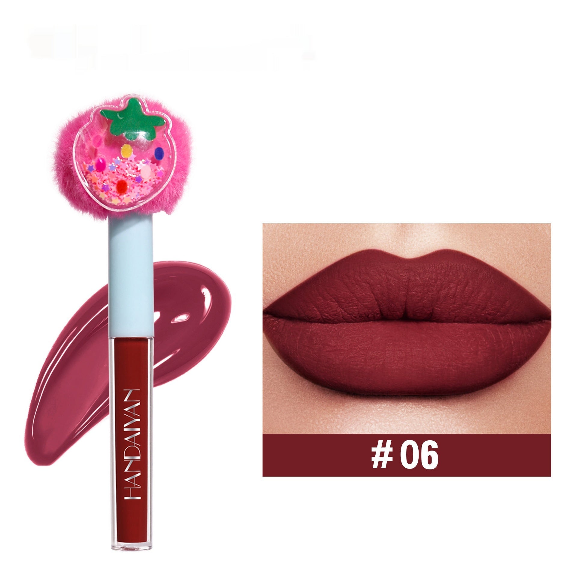 Lip Gloss No Stain On Cup Lipstick Fruit Plush Head