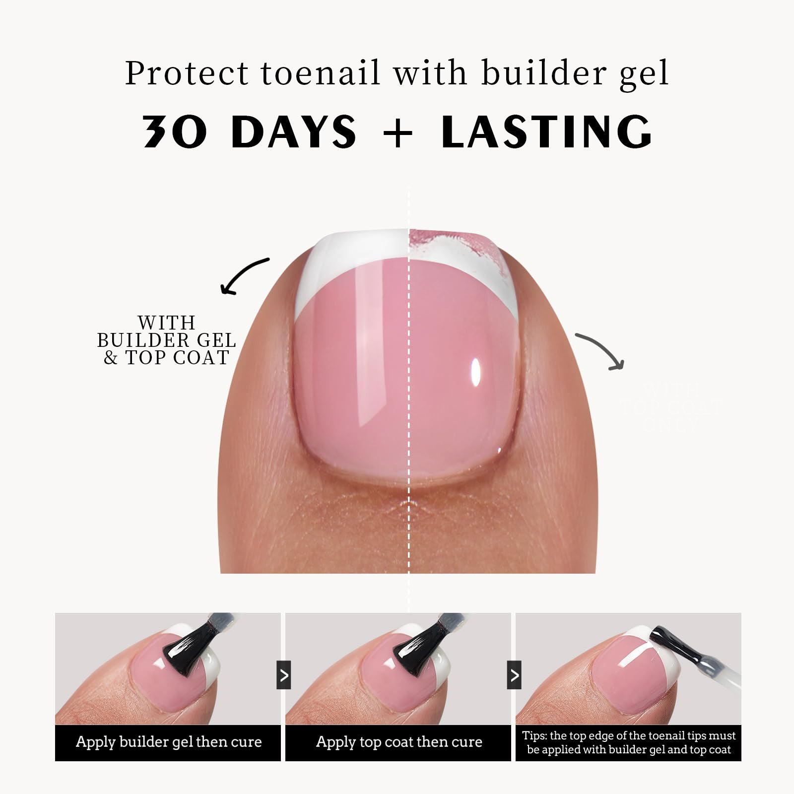 French Nail Finished Wear Nails Frosted Toe Nail Patch