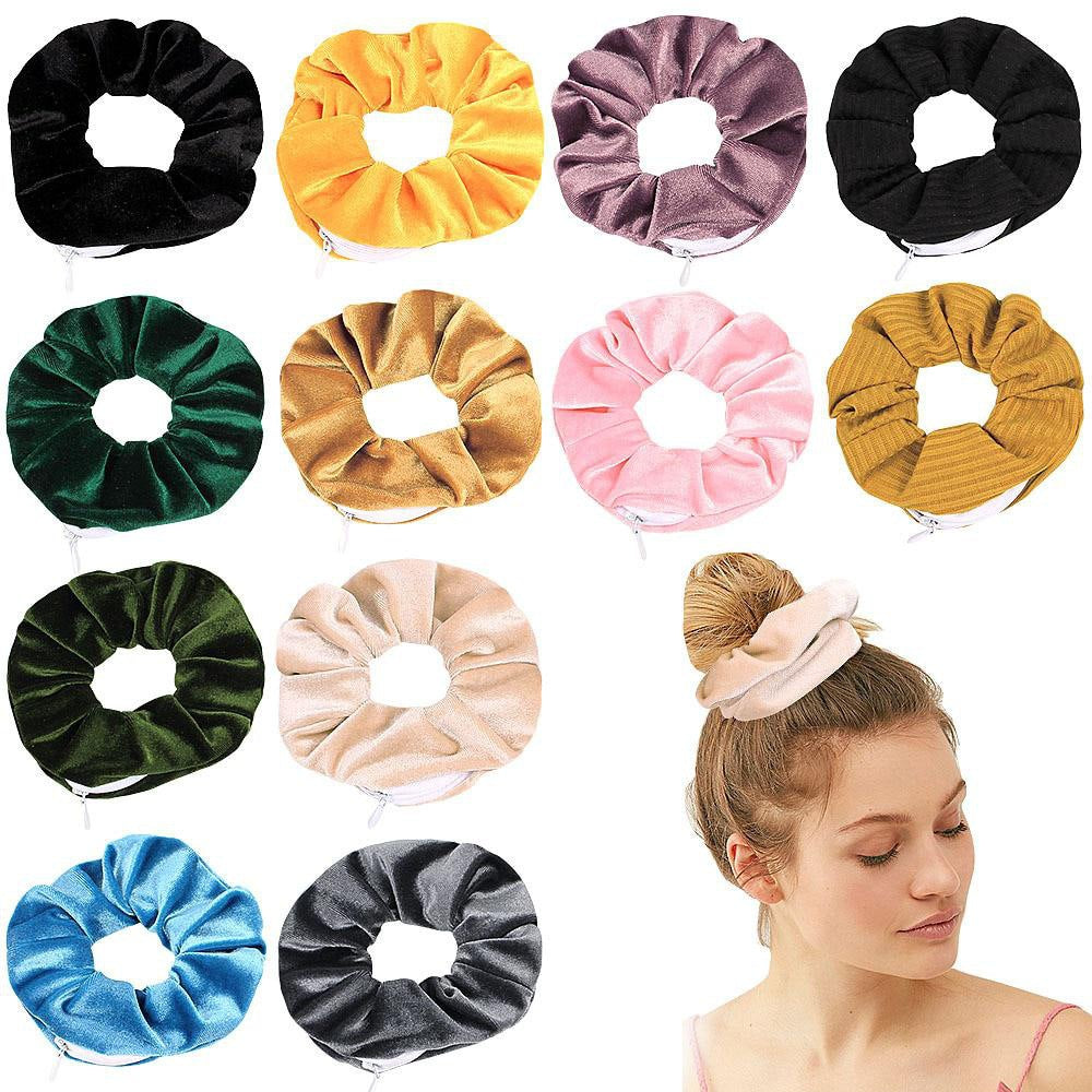 Invisible Zipper Suede Large Intestine Hair Ring