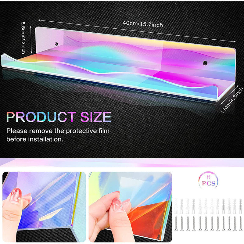 Transparent Rainbow Acrylic Nail Polish Shelf Colorful Acrylic Wall Mount