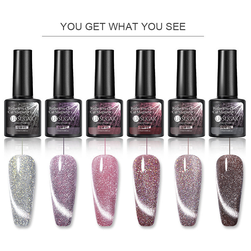 UR Sugar Laser Cat Eye Gel Nail Polish Manicure Crystal Diamond In The Debris Cat Eye Gel Polish