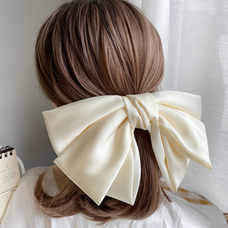 Retro Oversized Spring Clip Pearl Bow Tiara Card