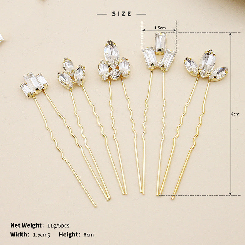 Horse Eye Rhinestone Plate Hairpin Wedding Tiara