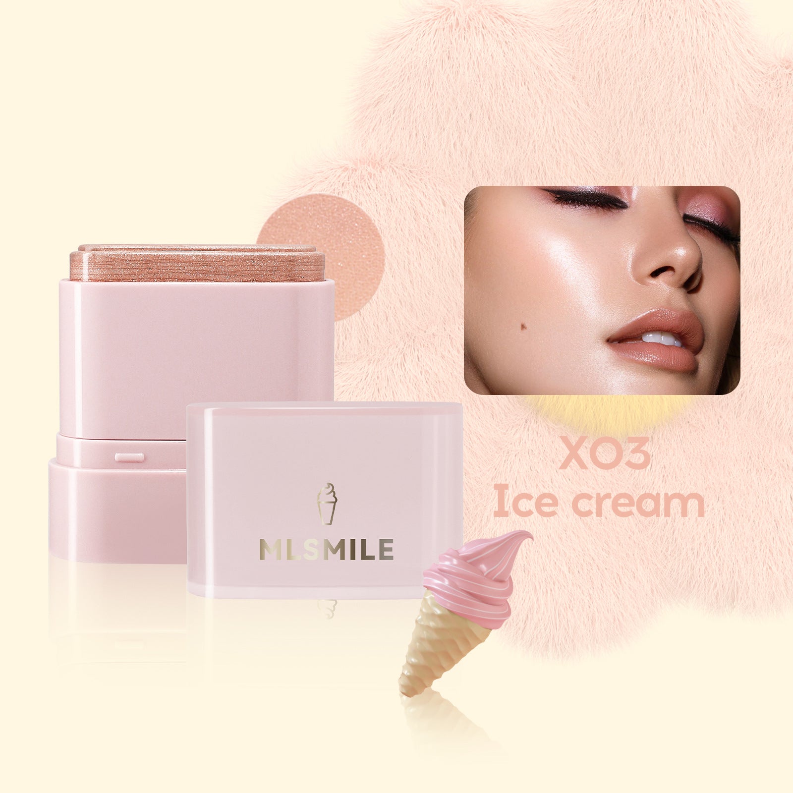 MLSMILE Flat Tube Fruit Blush Stick 2 In 1