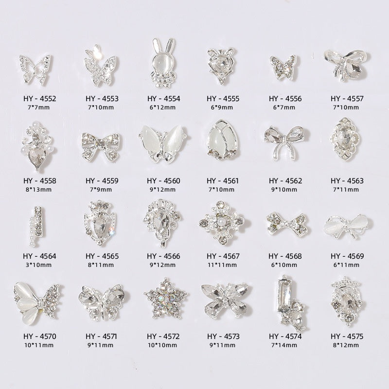 New Nail Beauty Butterfly Silver Metal Alloy Rhinestone DIY Ornament Accessories