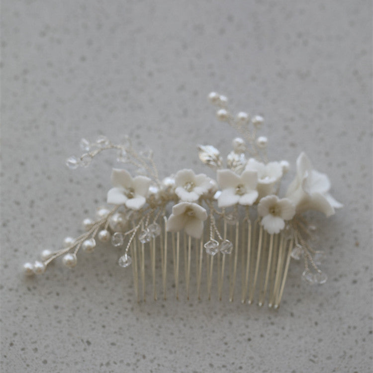 Hard Porcelain Floral Bridal Hair Comb