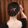 Copper Alloy Hair Ornament Zircon Butterfly Tassel Hairpin