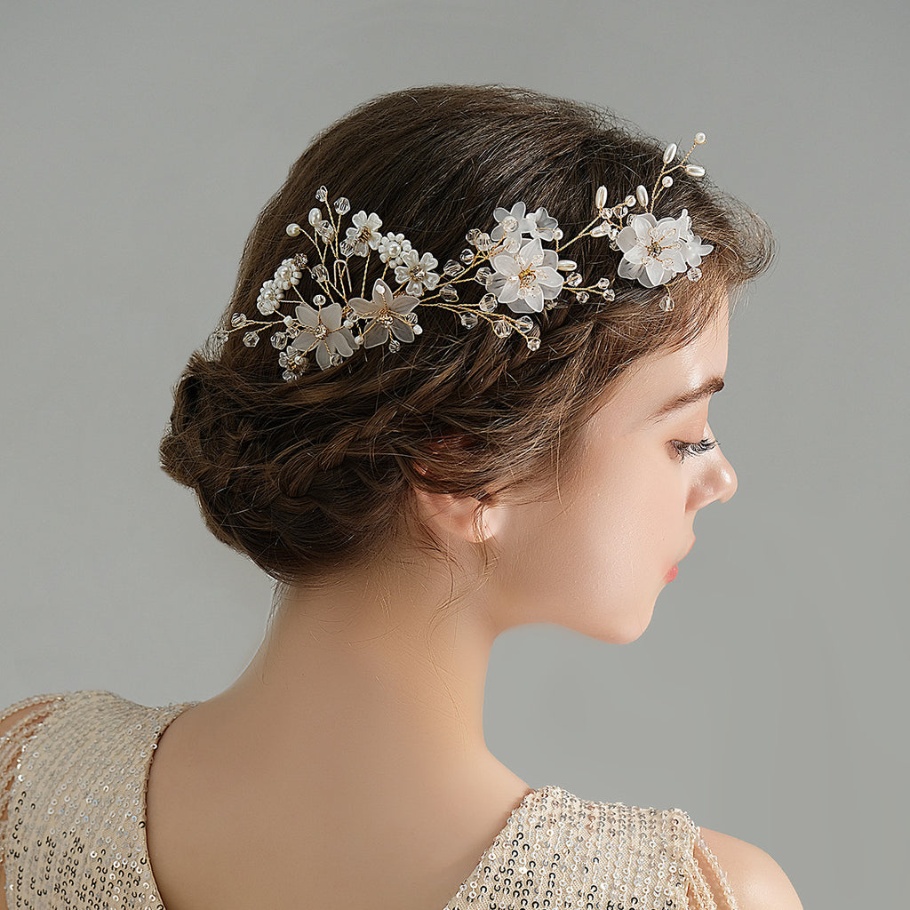 Pearl Flower Exquisite Flower Leaf Bridal Headdress Hair Comb