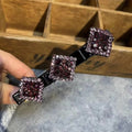 Two Square Rhinestones Braided Duck Beak Clip