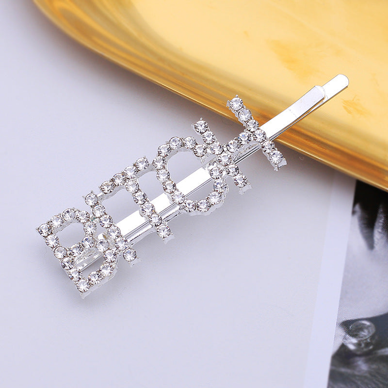 Letter Side Clip Bangs Rhinestone