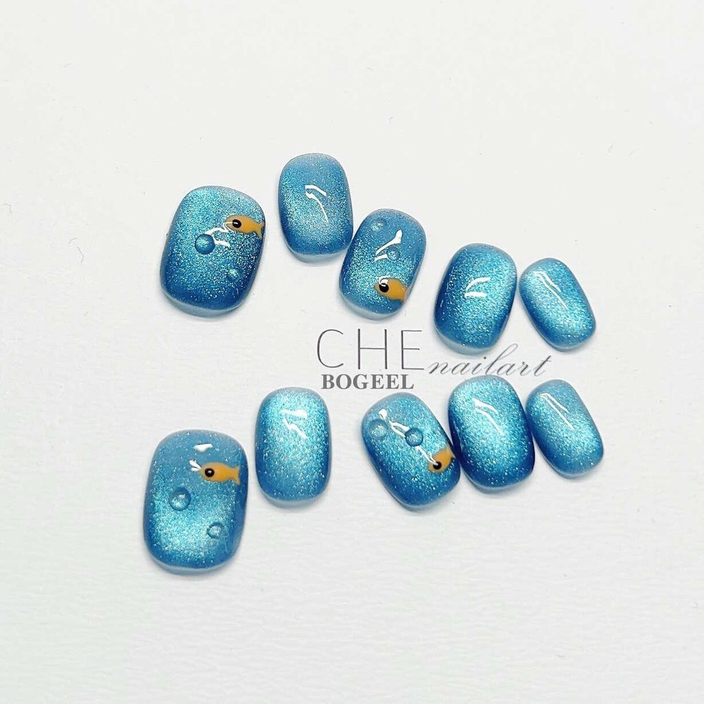 Chebogeel Blue Light Rain White Finished Product Nail Tip