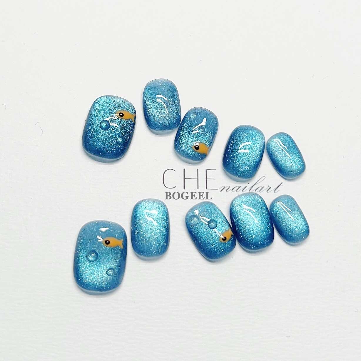 Chebogeel Blue Light Rain White Finished Product Nail Tip