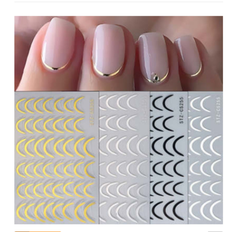 Nail Stickers Ins French Bronzing Lines Metal Scrubs