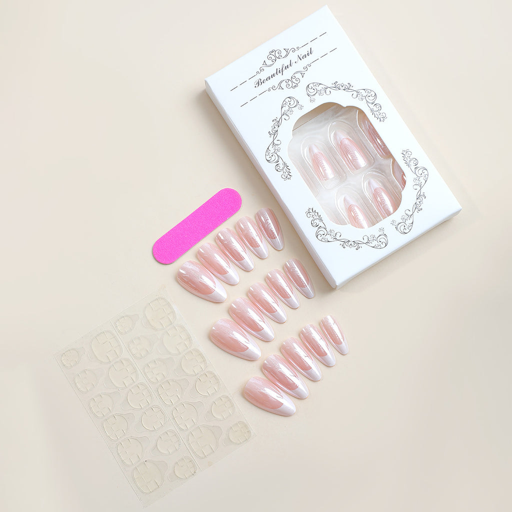 Wear Electroplated White Edge French Simplicity Nail Stickers