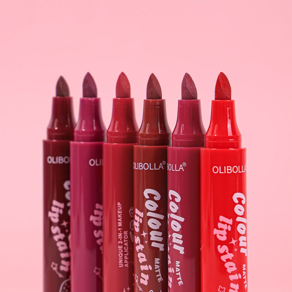 Exclusive For Cross-border Matte Six-color Lip Gloss Lip Liner Lipstick Film Long Lasting And Does Not Fade In Stock Olibolla