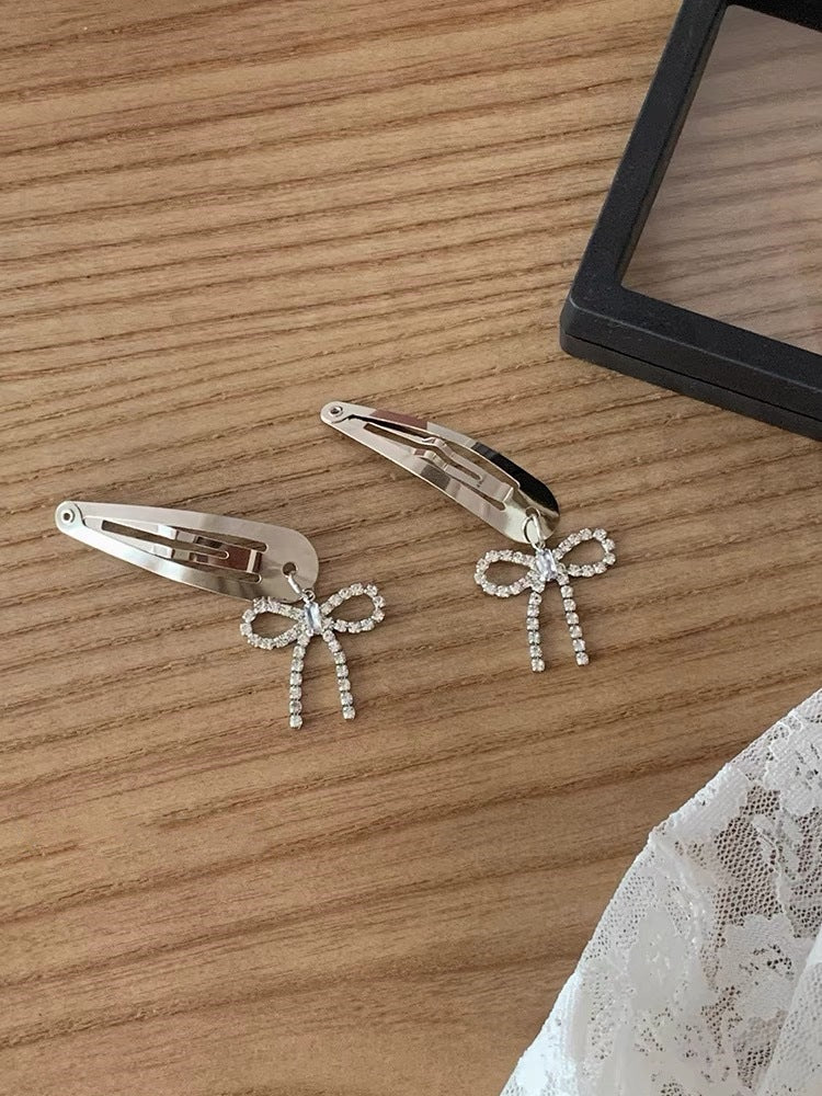 Women's Silver Bow Zircon Hairpin