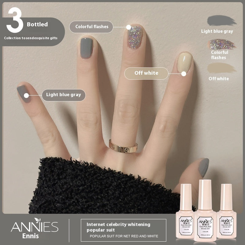 Annies Ennis Women's Three-color New Ice Jelly Nude Color Gel Nail Polish Suit