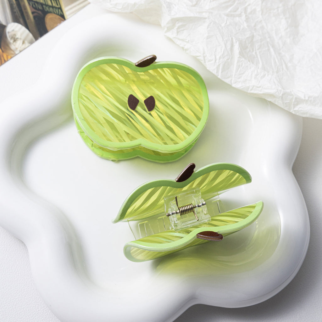 Cute Green Apple-shaped Claw Clip With Fruit Theme